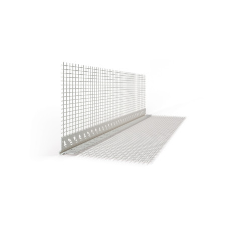 Corniere entoilee PVC avec repère d'épaisseur - épaisseur d'enduit 3 mm