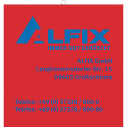 Bannière rouge en plastique avec logo Alfix 30 x 30 cm 
