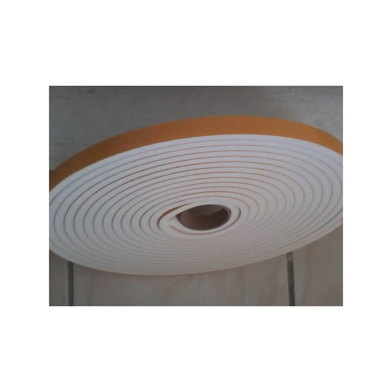 Bande auto adhésive - 10 x 50 mm x 10 m blanche - avec mousse polyethylène