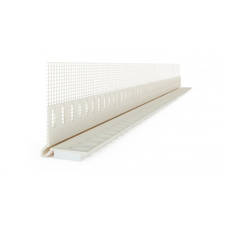 Profilé en PVC avec bande en mousse - pour raccord tablettes de fenêtre - épaisseur enduit 3-4 mm 